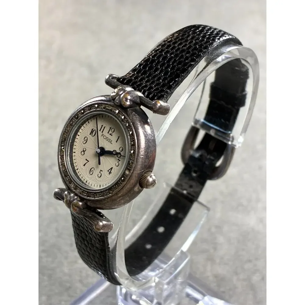 Fossil ES‑8646 Vintage Women's Watch Silver Tone Cream Dial 23mm Working